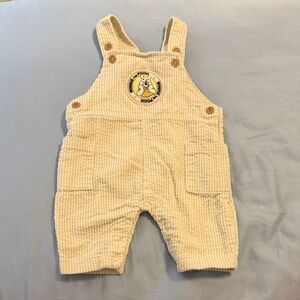 Disney Baby 0-3M Cream Corduroy Overalls with Pooh Patch
